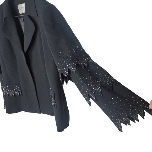 Promise New York vintage black witchy sparkle rhinestone rocker blazer jacket 20 - Picture 9 of 14